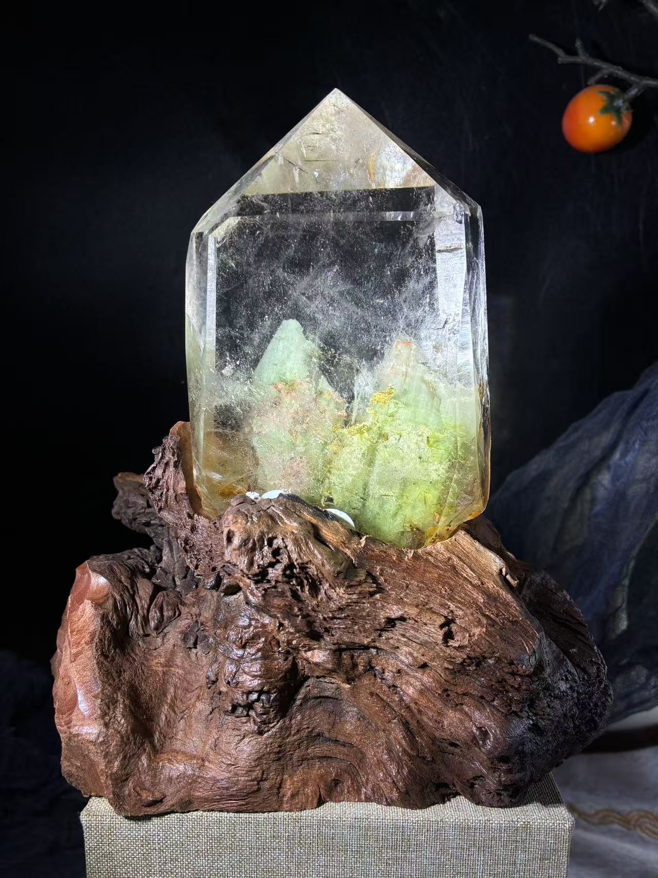 A00244 Rare natural highest quality twins jade green mountain garden tower