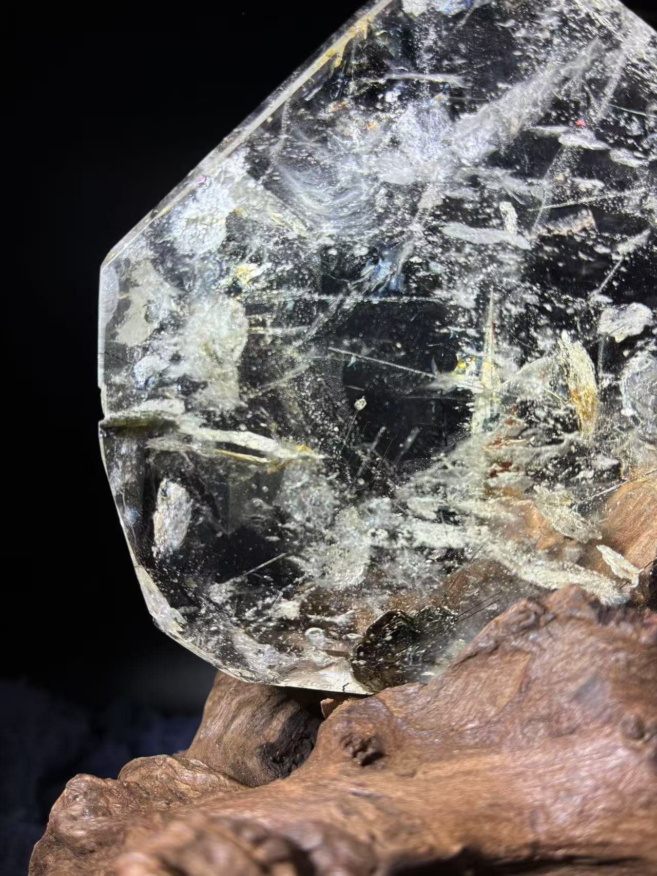 A00245 Rare natural highest quality mica plat money bag and black tourmaline black rutilated