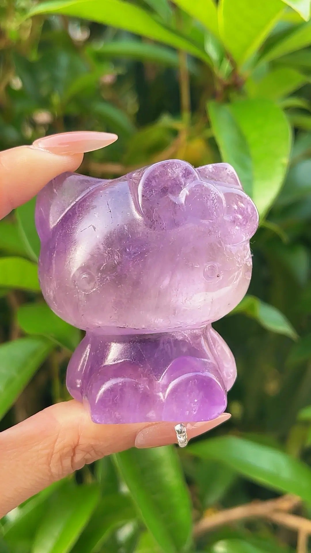 5A 140G Handmade Carved crystal amethyst KT cat statue animal figurine desk