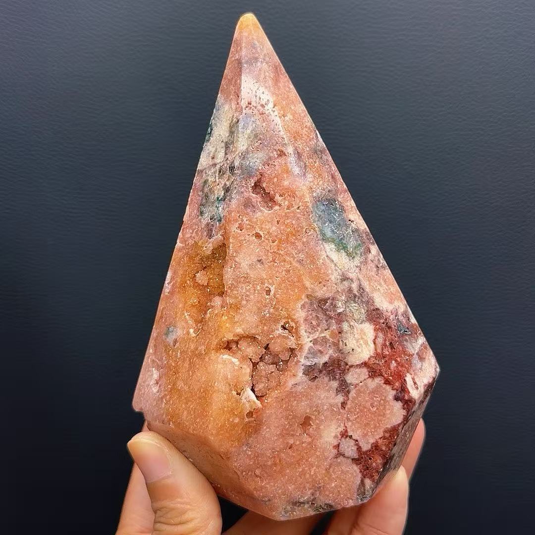 5A140G Exquisite Cherry Blossom Agate Diamond Column