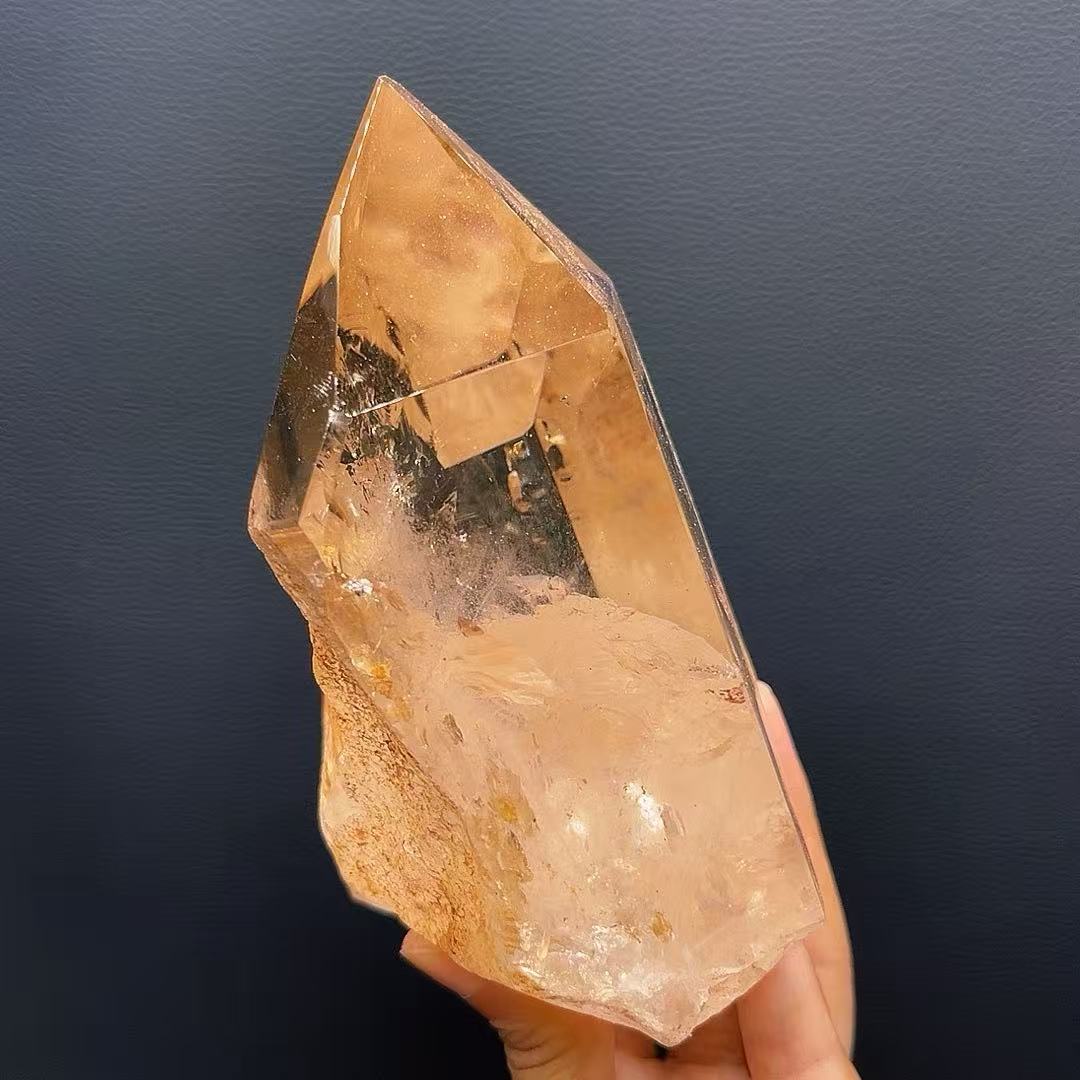 5A 580G Super Clear Flashy Smoky Quartz Crystal Point Decor