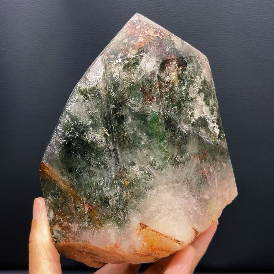 5A 1300G  Green Phantom Irregular Crystal Ornament