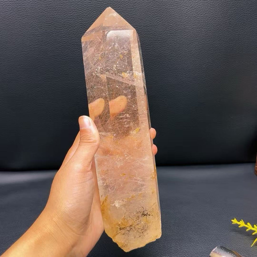 5A  2320G    Sparkling Rutilated Quartz Crystal Pillar Ornament