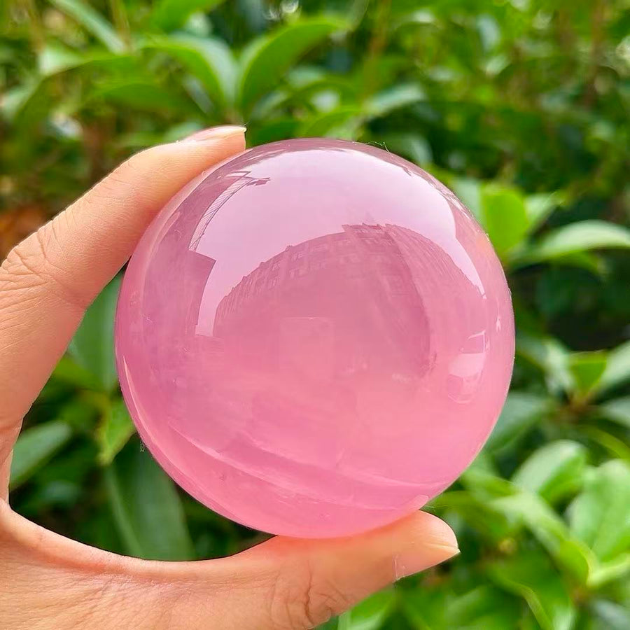 5A 400G  Delicate Glittery Pink Crystal Sphere