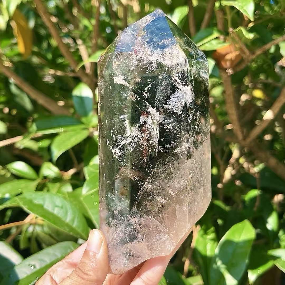 5A980G   Gorgeous Natural Polished Green Phantom Quartz Crystal Point