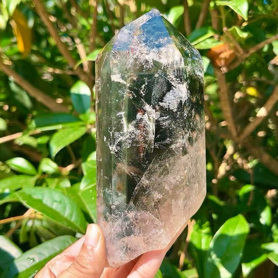 5A980G   Gorgeous Natural Polished Green Phantom Quartz Crystal Point