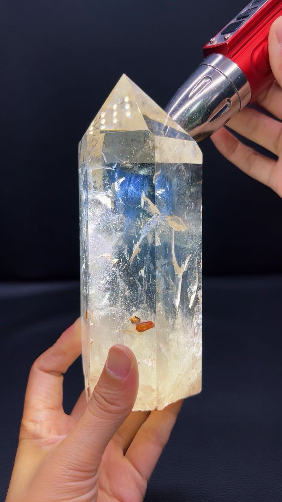 5A 430G  Natural Blue Needle Clear Quartz Point