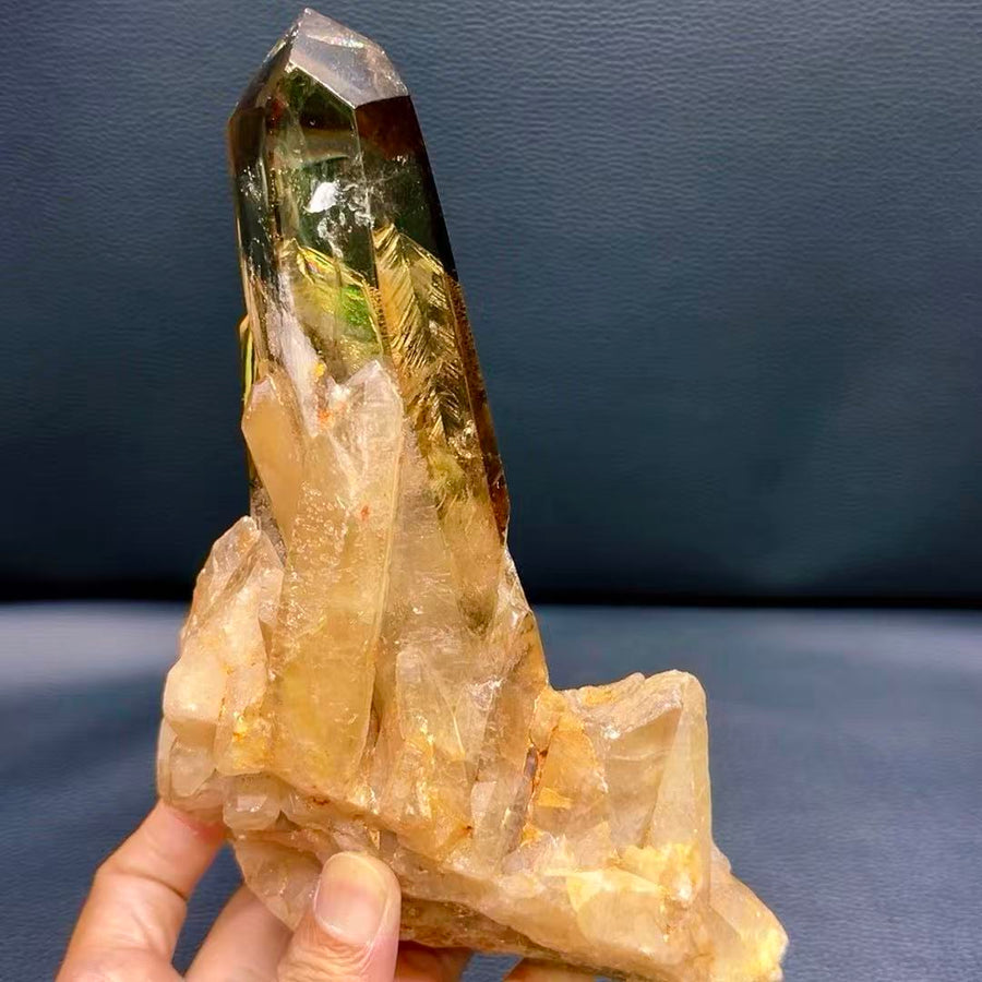 5A 1100G   Natural Citrine Phantom Quartz  Cluster