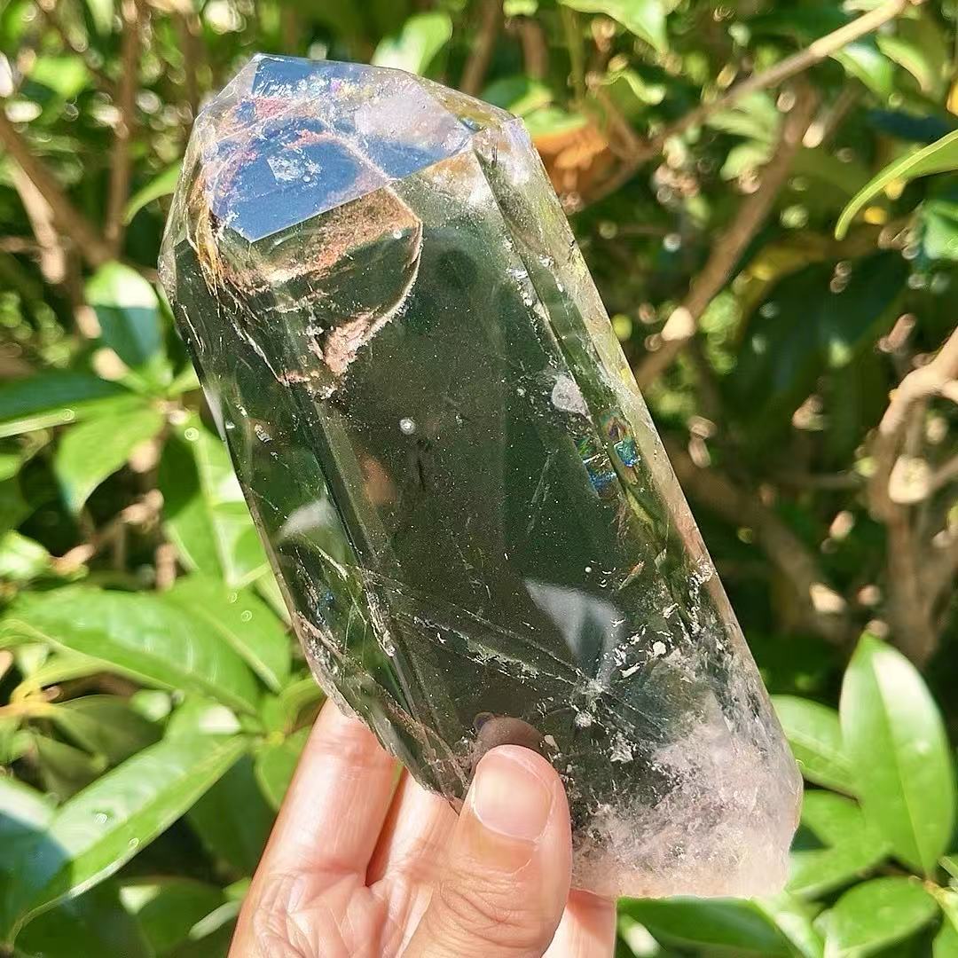 5A980G   Gorgeous Natural Polished Green Phantom Quartz Crystal Point
