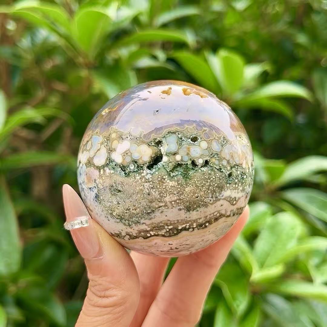 5A300G   Vivid Veined Eight-gen Ocean Jasper Orb