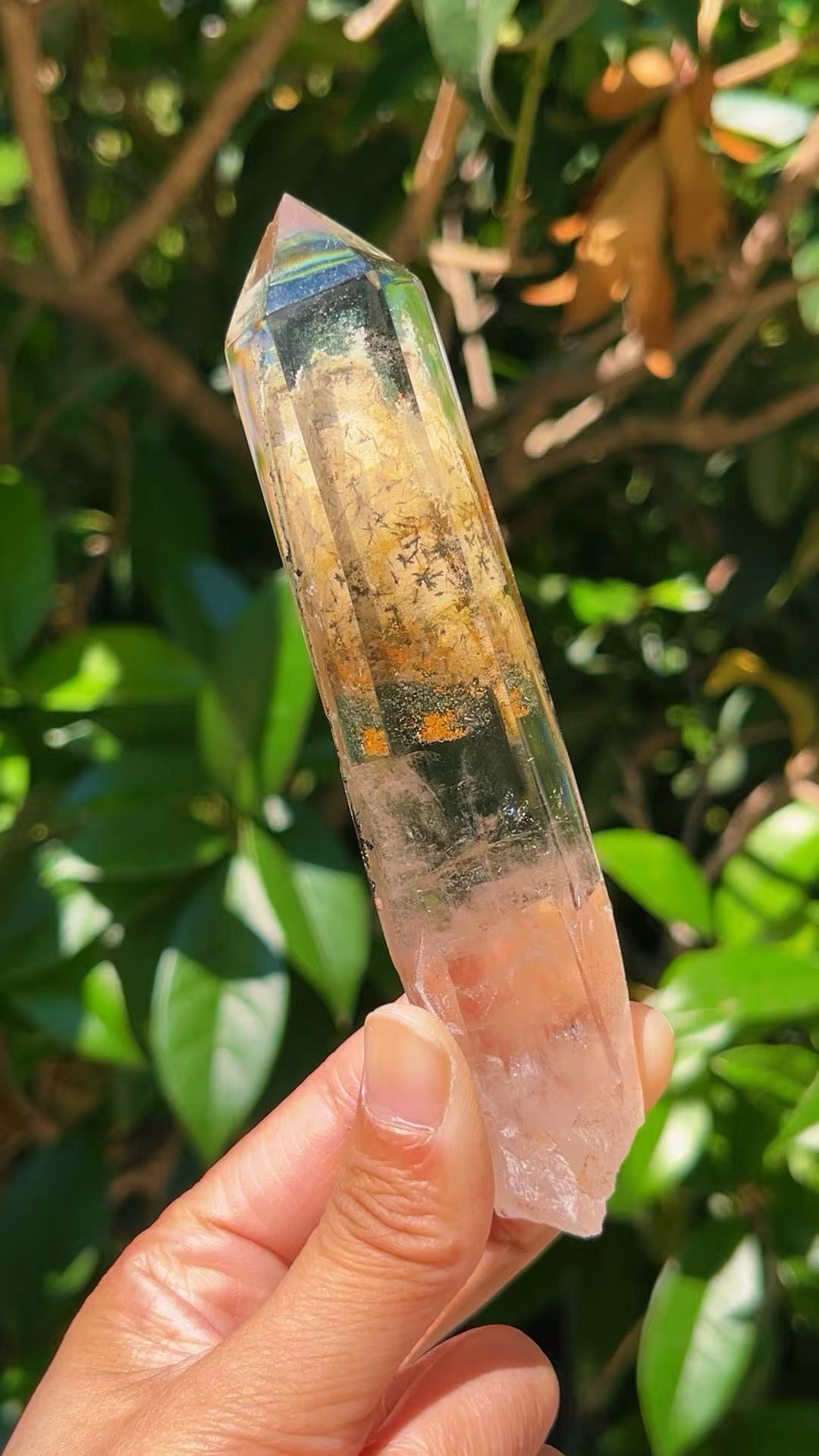 5A 310G   White Phantom Quartz High Transparency Black Tourmaline