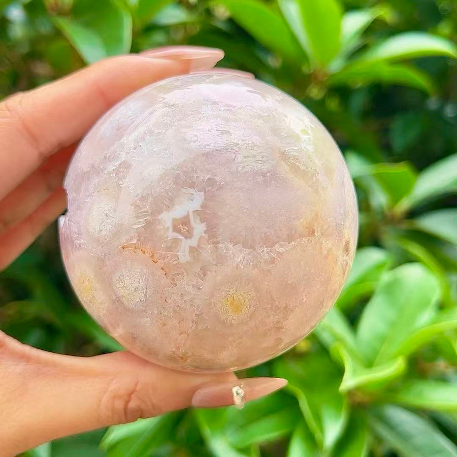5A 400G  Cherry Blossom Agate Sphere