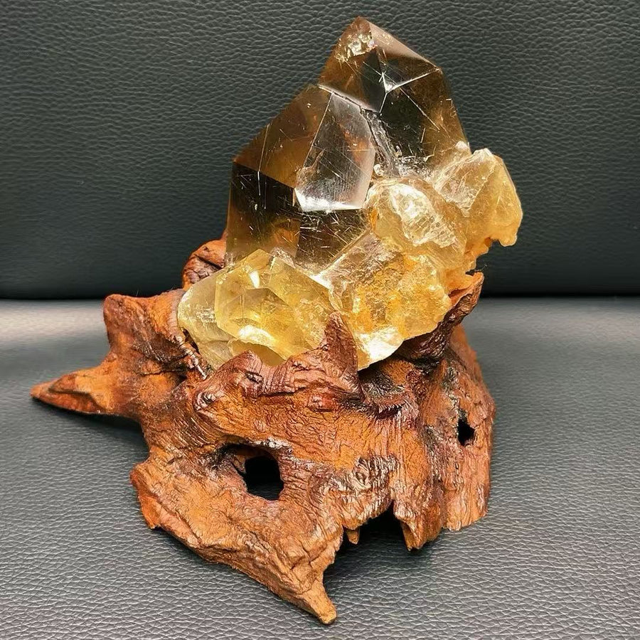 5A 650G   Black Rutilated & Smoky Quartz Cluster Ornament