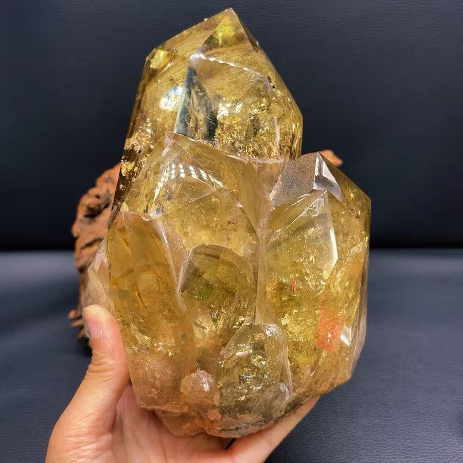 5A 3270G  Sparkling Citrine Cluster Large Ornament