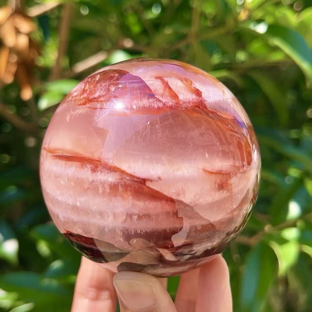 Sparkling Red & Yellow Flower Quartz Sphere