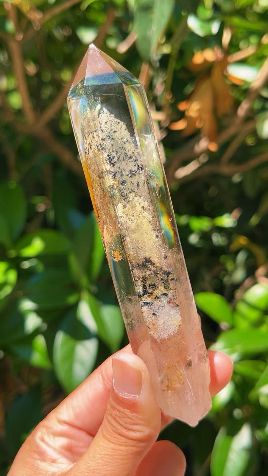 5A 310G   White Phantom Quartz High Transparency Black Tourmaline