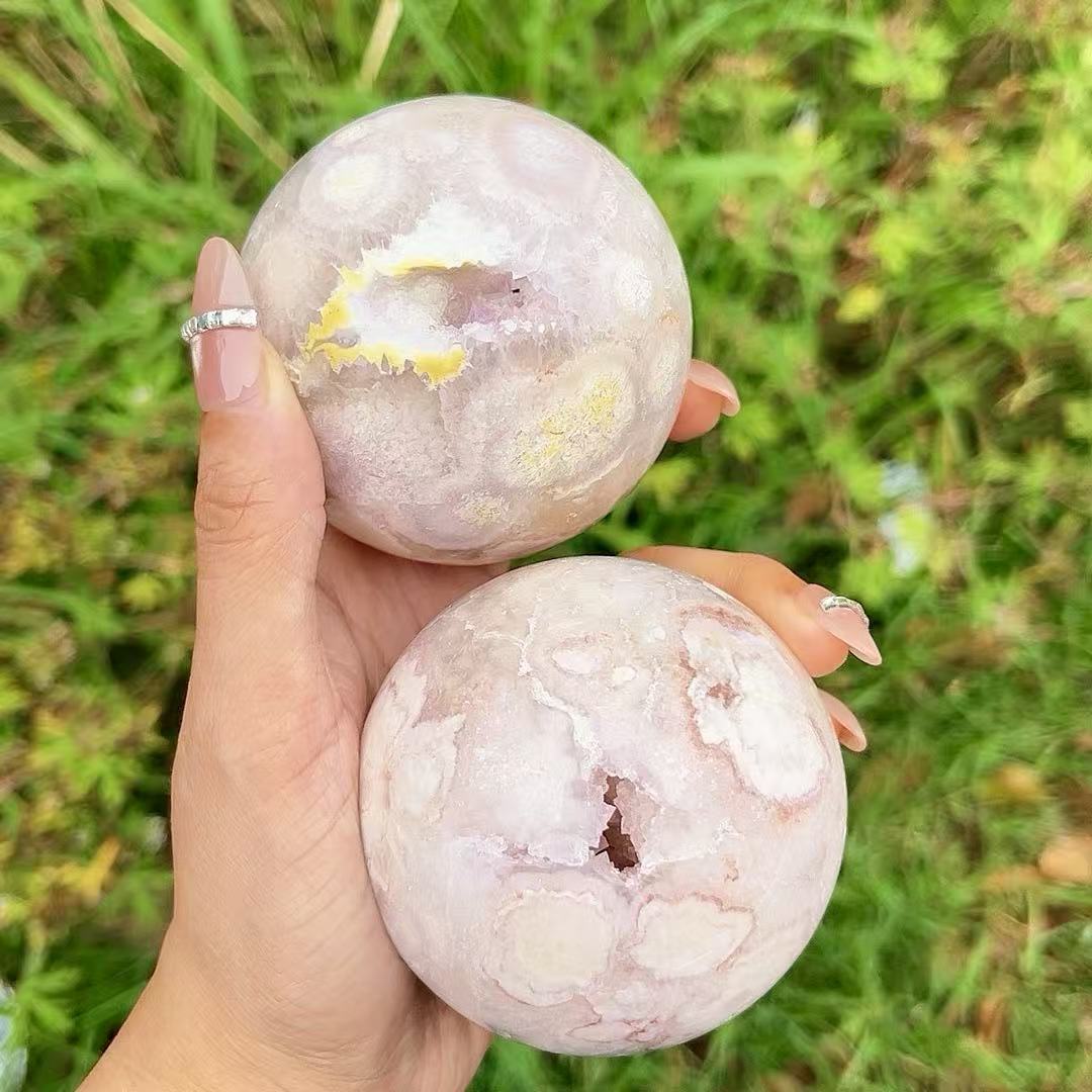 5A 400G  Cherry Blossom Agate Sphere