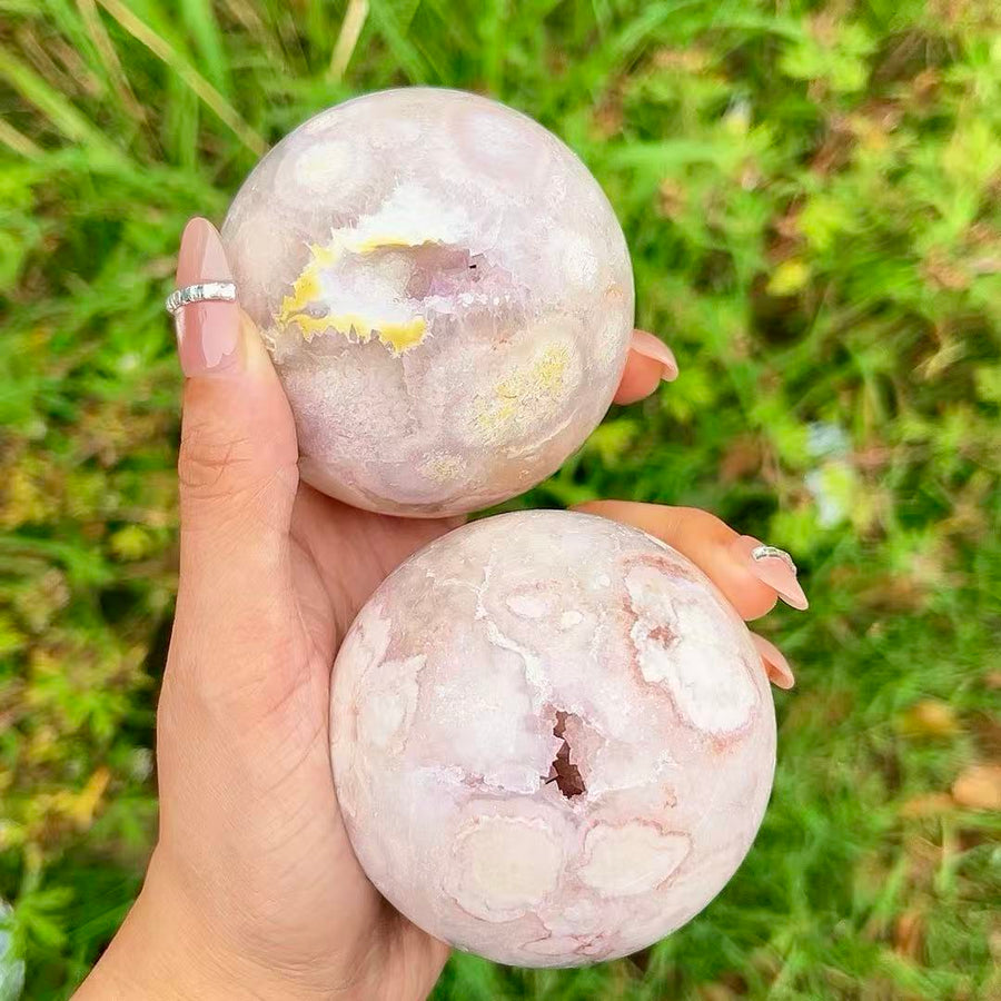 5A 400G  Cherry Blossom Agate Sphere