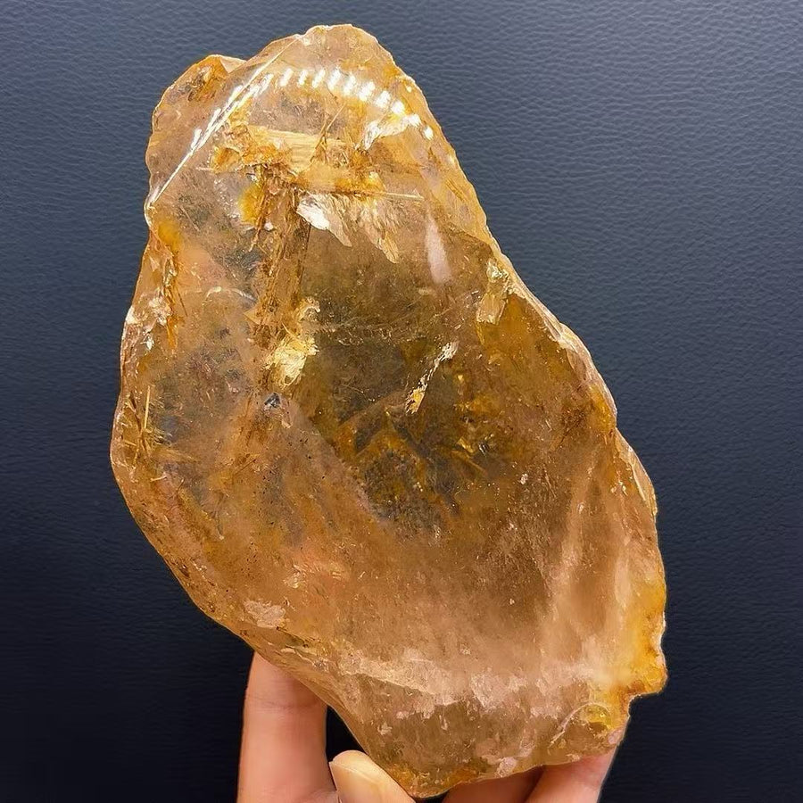 5A1420G  Warm Golden Citrine Decor with Natural White Tourmaline & Rainbow Sheen