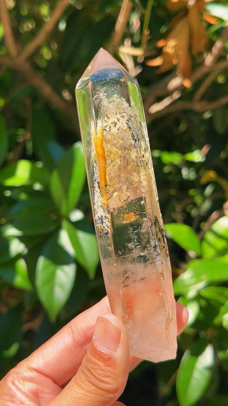 5A 310G   White Phantom Quartz High Transparency Black Tourmaline