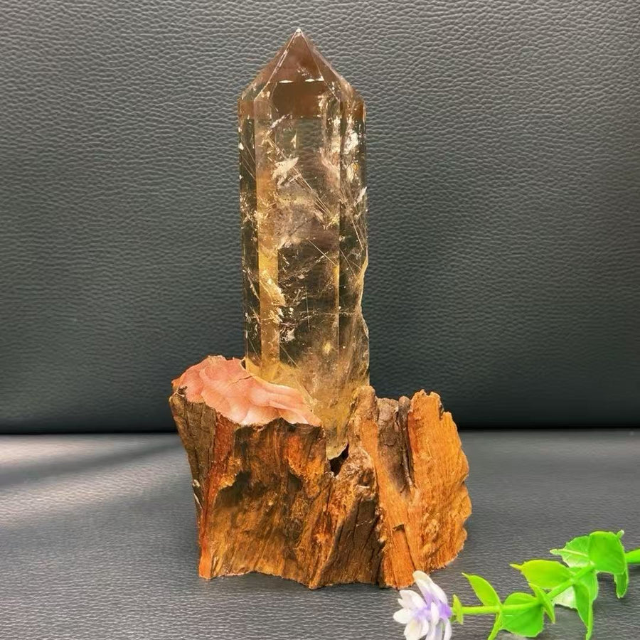 5A 350G   Rutilated Quartz & Citrine Crystal Pillar