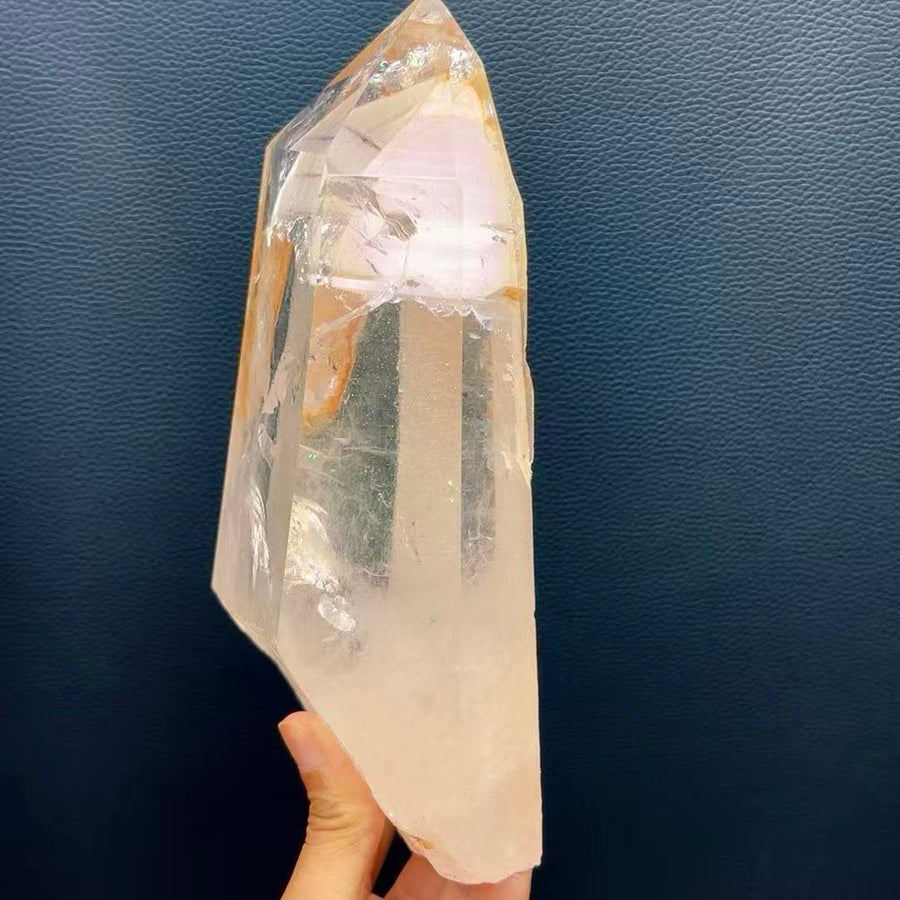 5A1680G  Hidden Mountain Yellow Flower Agate Crystal Column Ornament