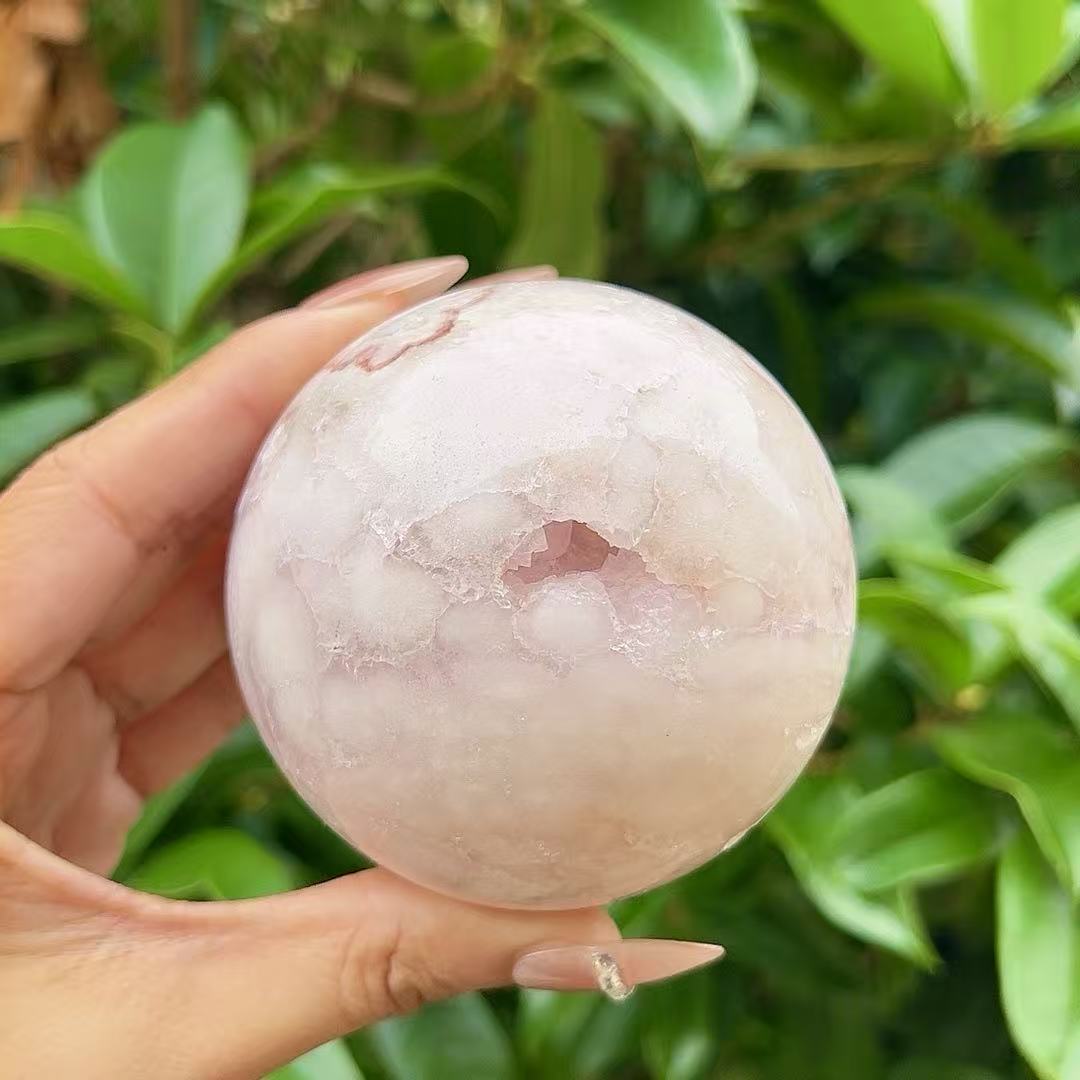 5A 400G  Cherry Blossom Agate Sphere