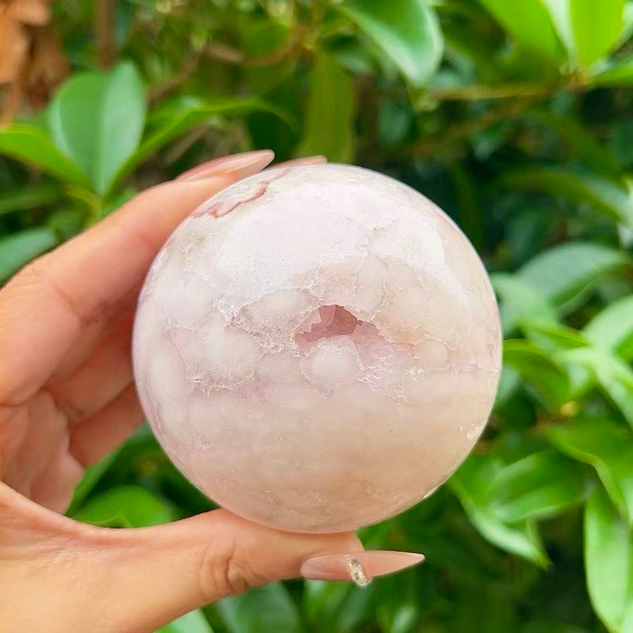 5A 400G  Cherry Blossom Agate Sphere