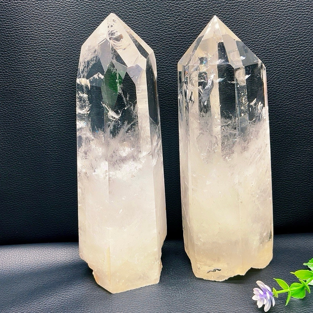 5A 1300G    Natural Vibrant Clear White Quartz Column Ornament