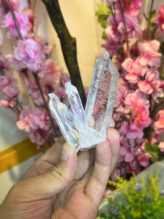 A00009 AA RARE Glassy Lemurian Quartz Cluster from Columbia, Self Standing Crystal Points