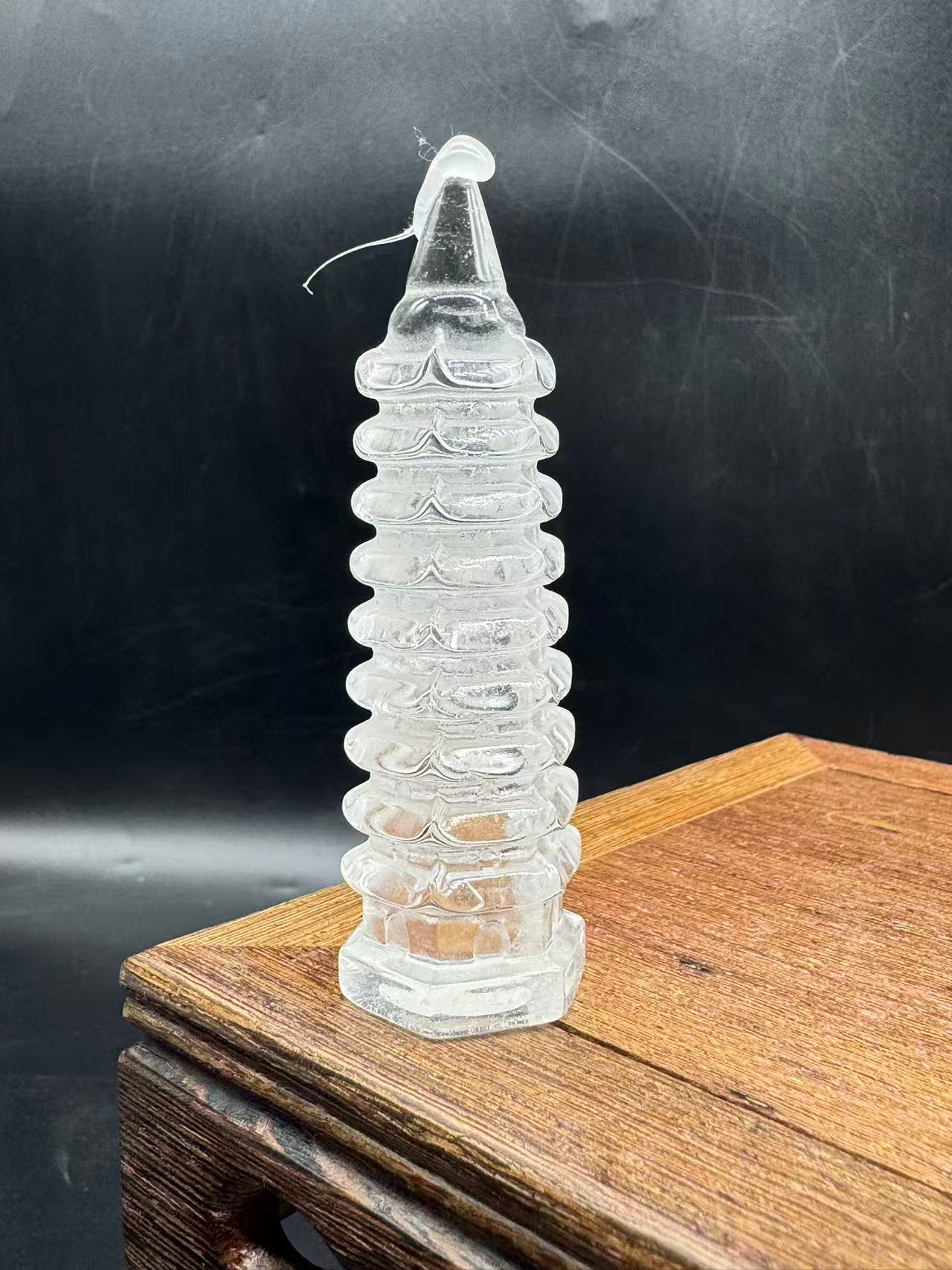 A00029 AA clear quartz WENCHANG tower carving