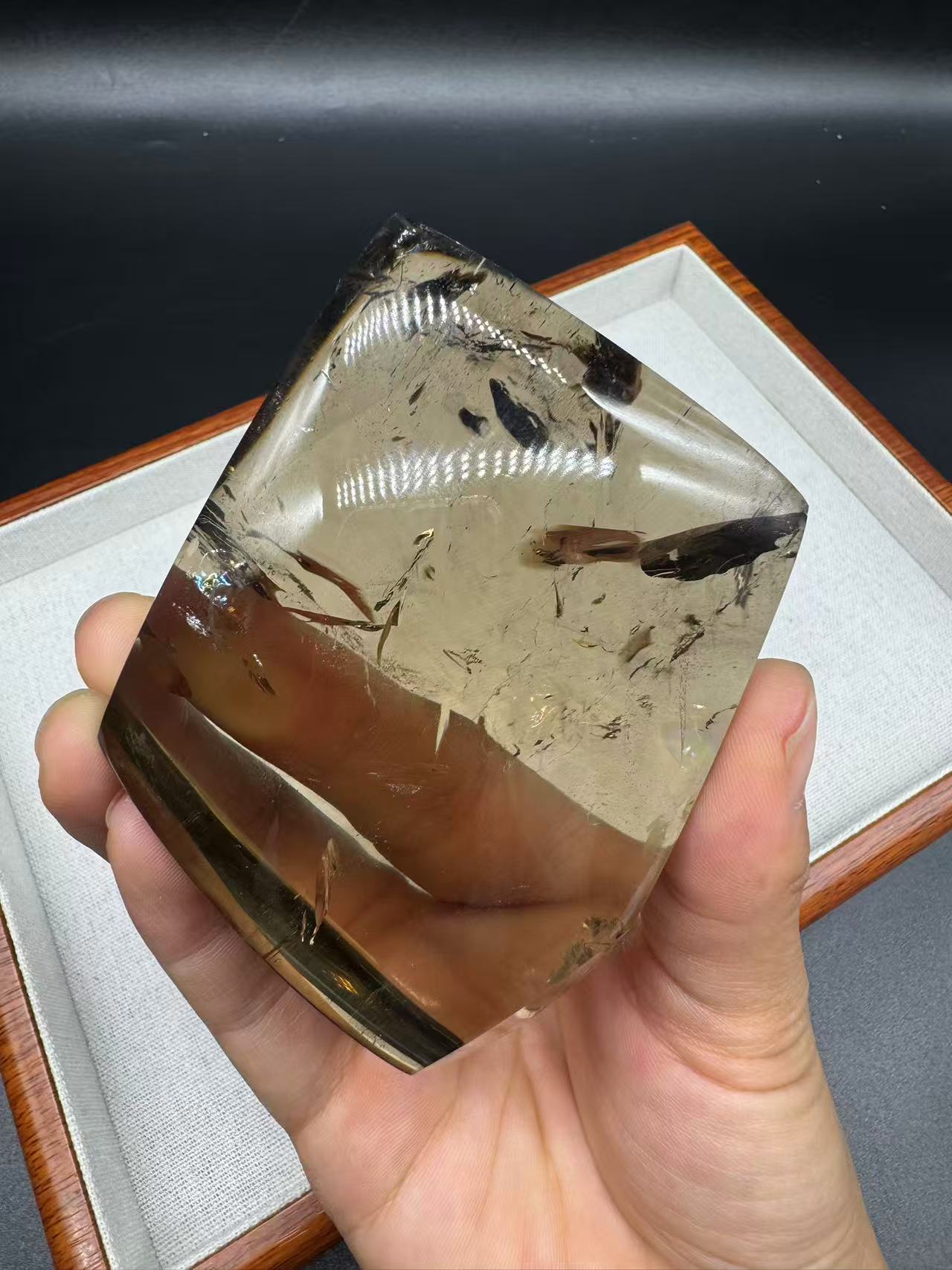 A00032 AAA super clear smokey citrine quartz with beautiful rainbow