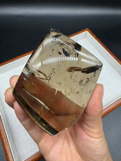 A00032 AAA super clear smokey citrine quartz with beautiful rainbow