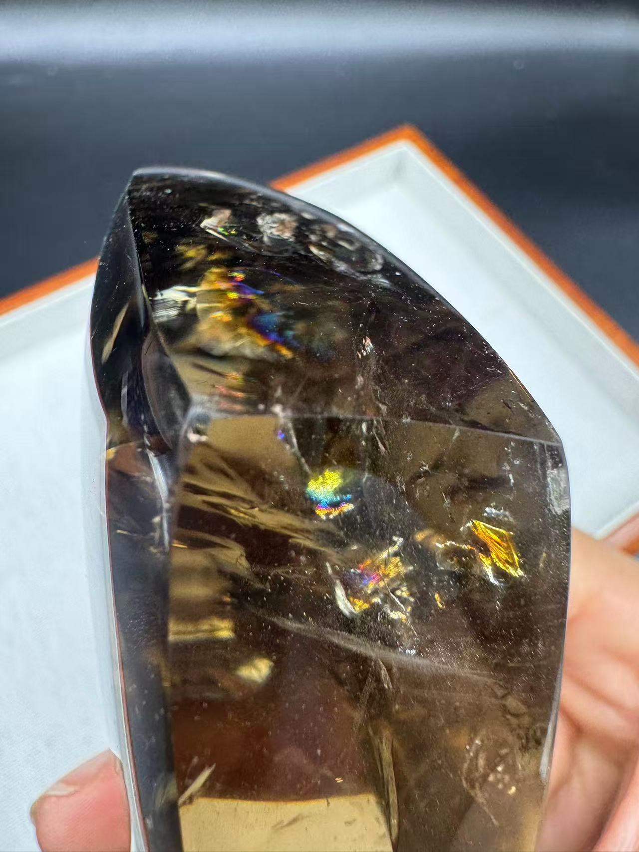 A00032 AAA super clear smokey citrine quartz with beautiful rainbow