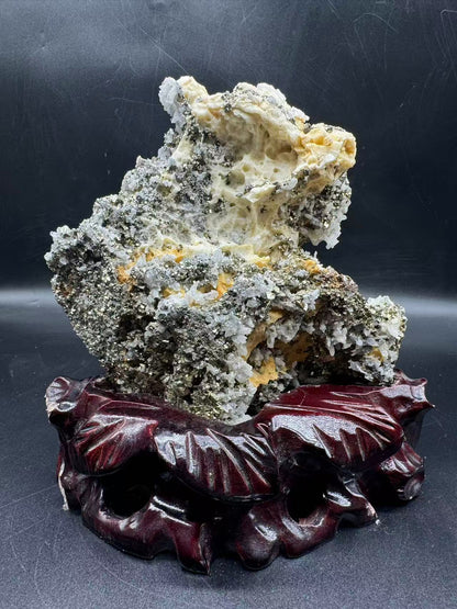 A00033 sparkly cube pyrite mixed quartz  mineral specimen