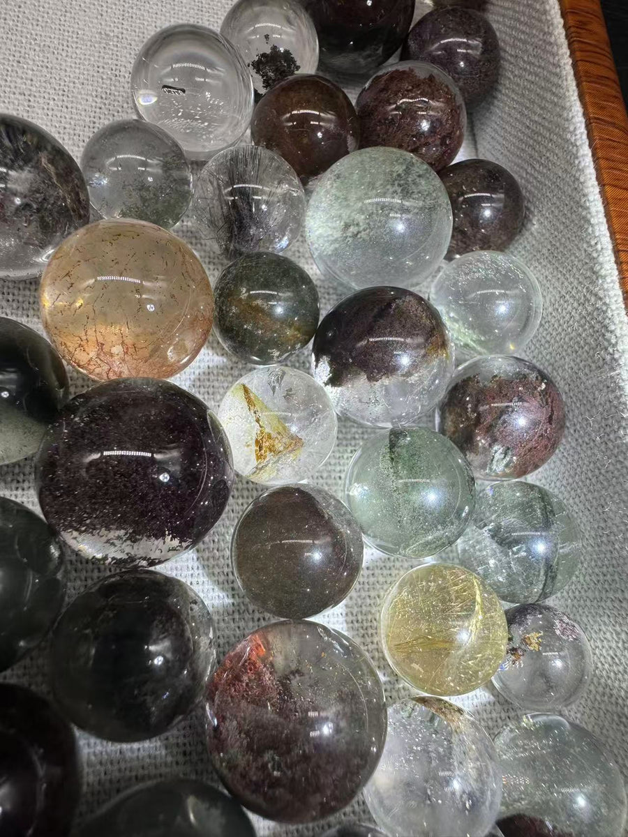 A00036 super higher quality handpick garden quartz/golden rutail/black rutalied sphere bead