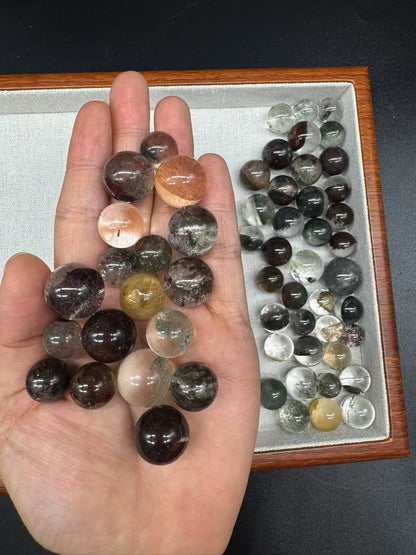 A00036 super higher quality handpick garden quartz/golden rutail/black rutalied sphere bead
