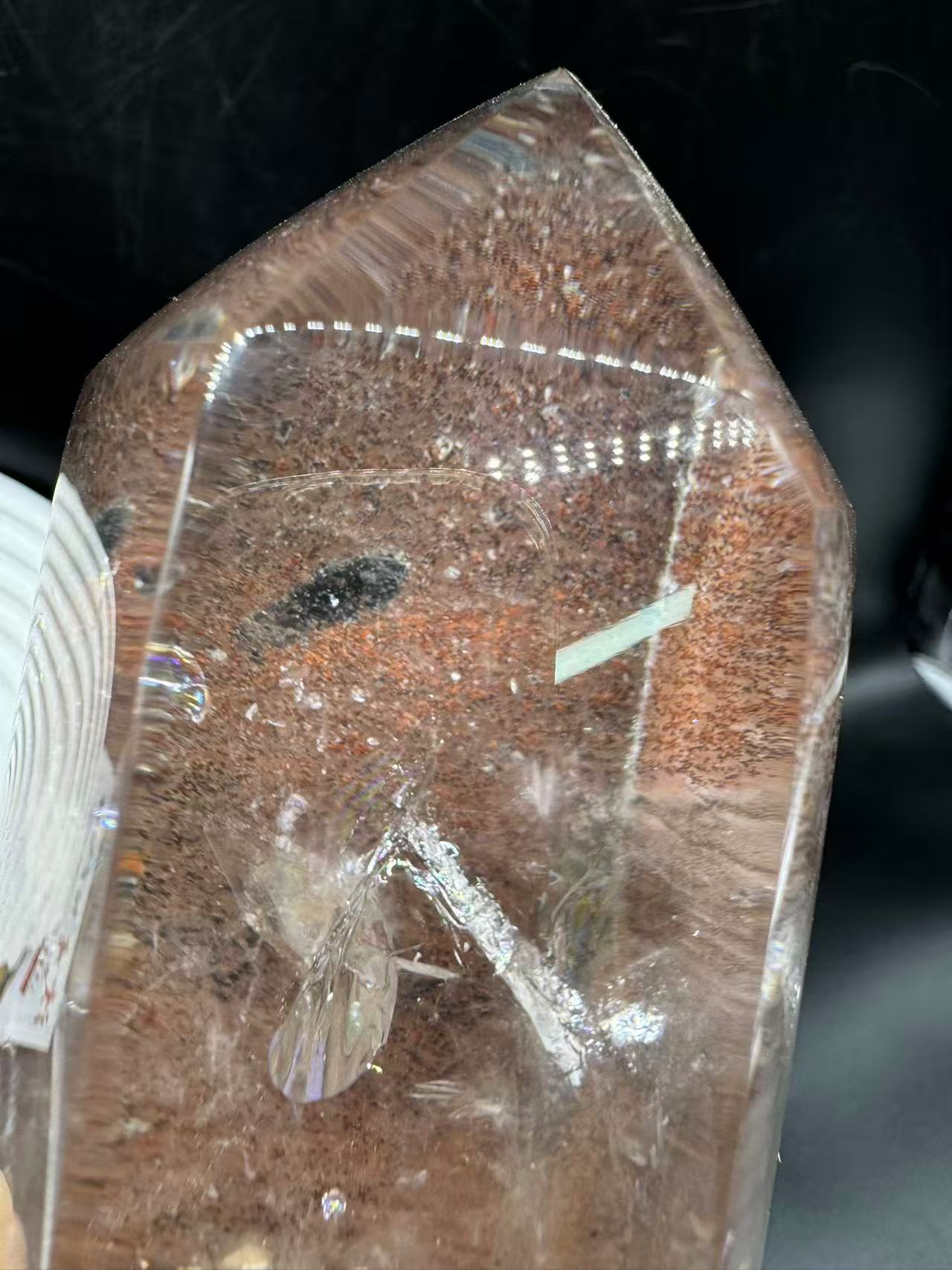 A00044 gorgeous cinnabar mixed calcite and specimen clear quartz tower