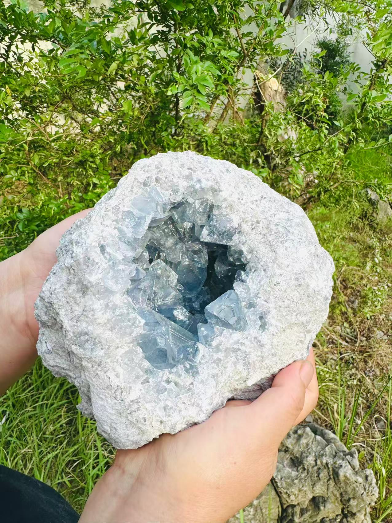 A00055 sparkly druzy geode blue celecite (big size)