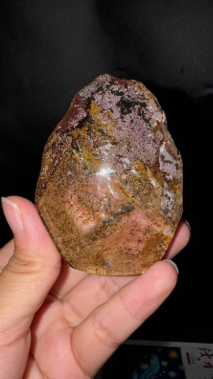 A00080 rare good view purple garden golden healer hand crystal