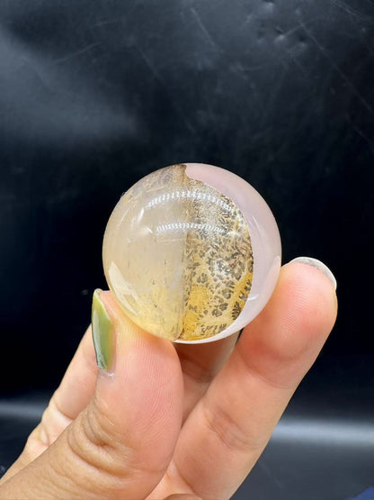 A00109 very nice dentritic tree golden healer sphere surface with moon flash