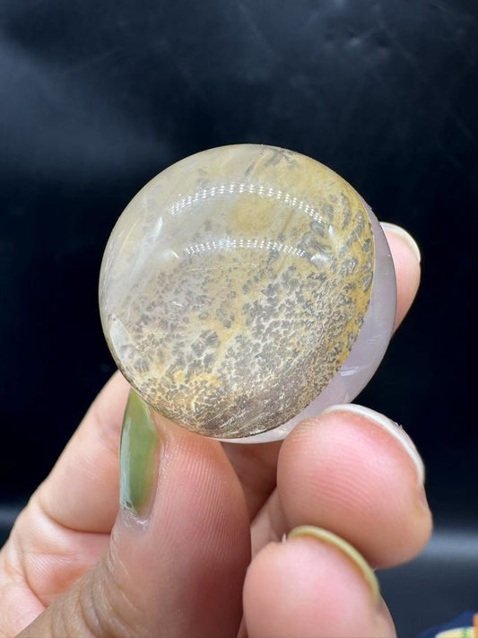 A00109 very nice dentritic tree golden healer sphere surface with moon flash