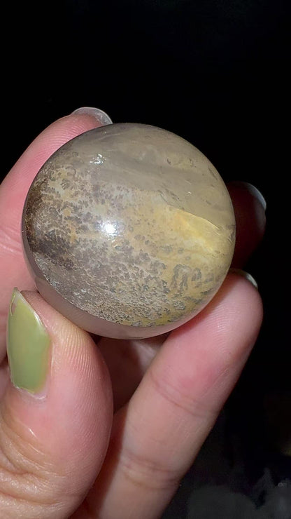 A00109 very nice dentritic tree golden healer sphere surface with moon flash
