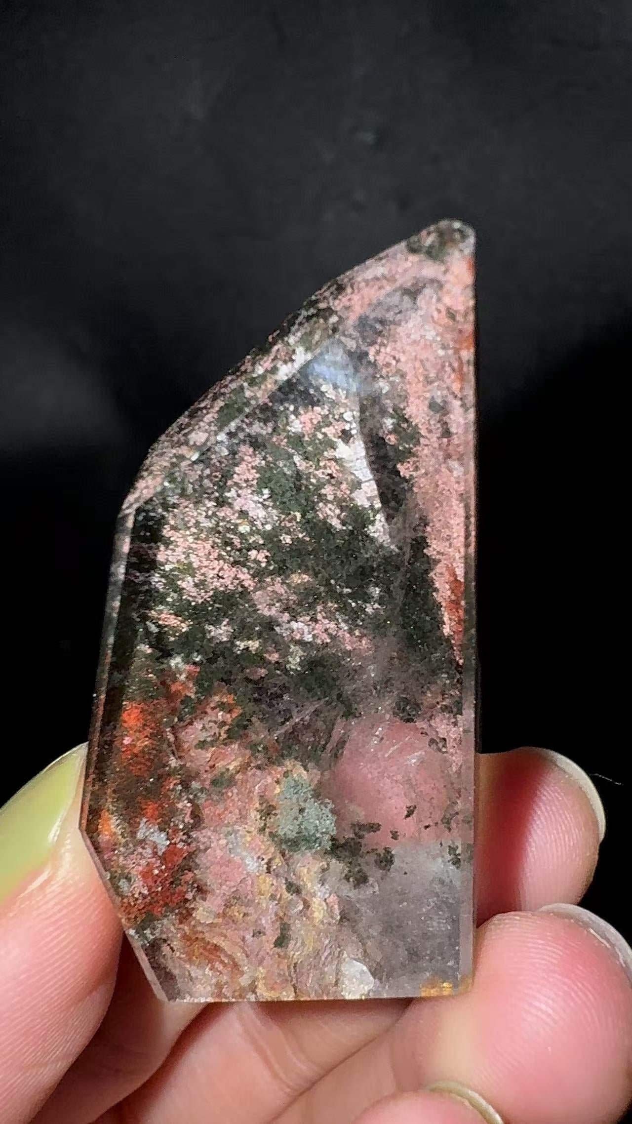 A00110 rare unique four season garden with pink garden mountain at bottom freeform(quartz in quartz)(hand crystal)