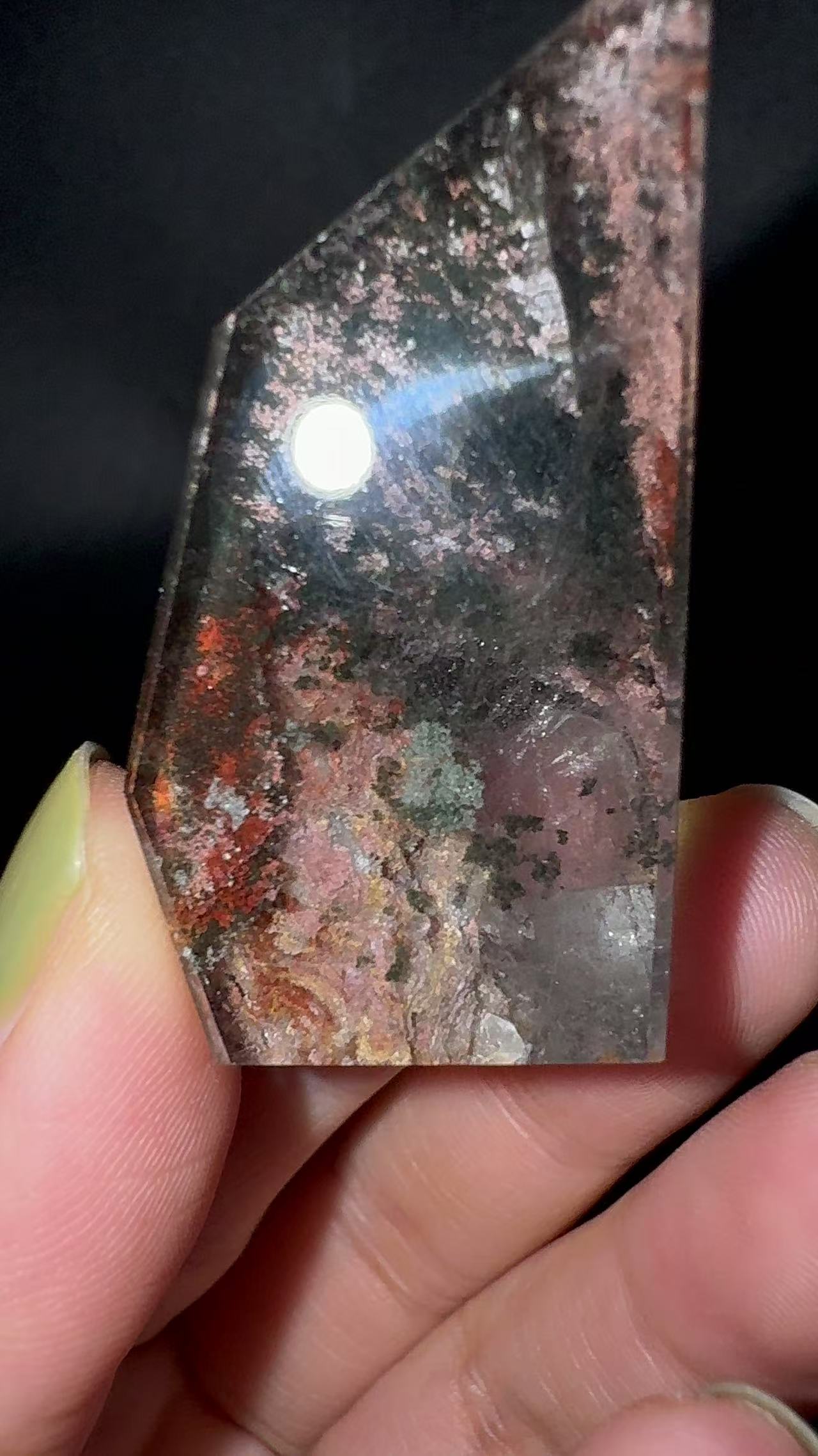 A00110 rare unique four season garden with pink garden mountain at bottom freeform(quartz in quartz)(hand crystal)