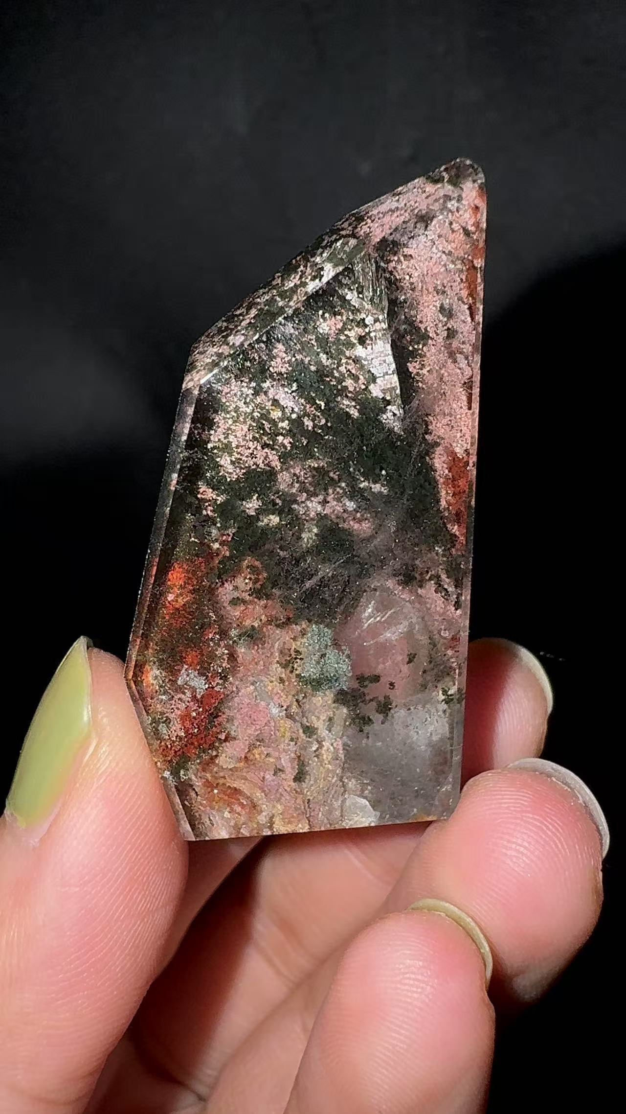 A00110 rare unique four season garden with pink garden mountain at bottom freeform(quartz in quartz)(hand crystal)