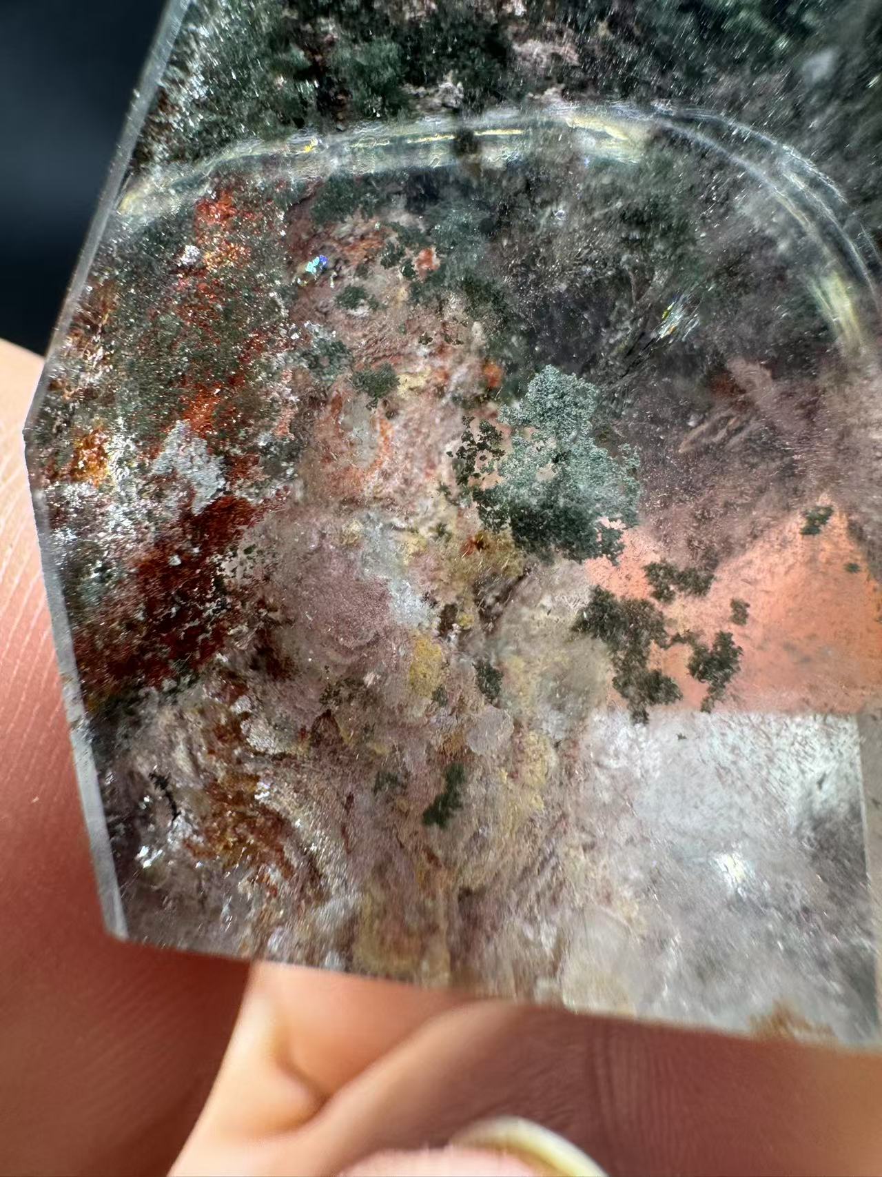 A00110 rare unique four season garden with pink garden mountain at bottom freeform(quartz in quartz)(hand crystal)