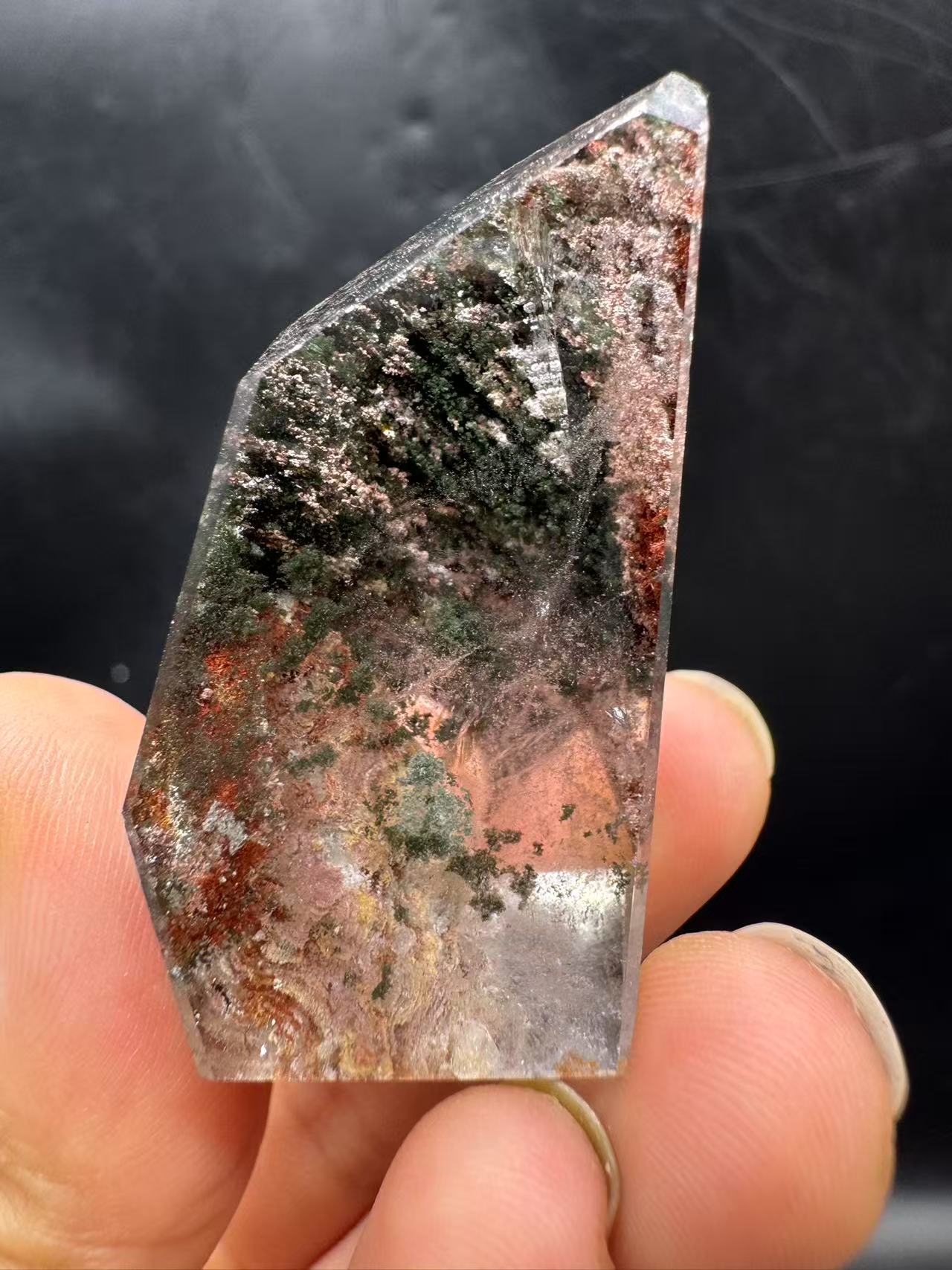 A00110 rare unique four season garden with pink garden mountain at bottom freeform(quartz in quartz)(hand crystal)
