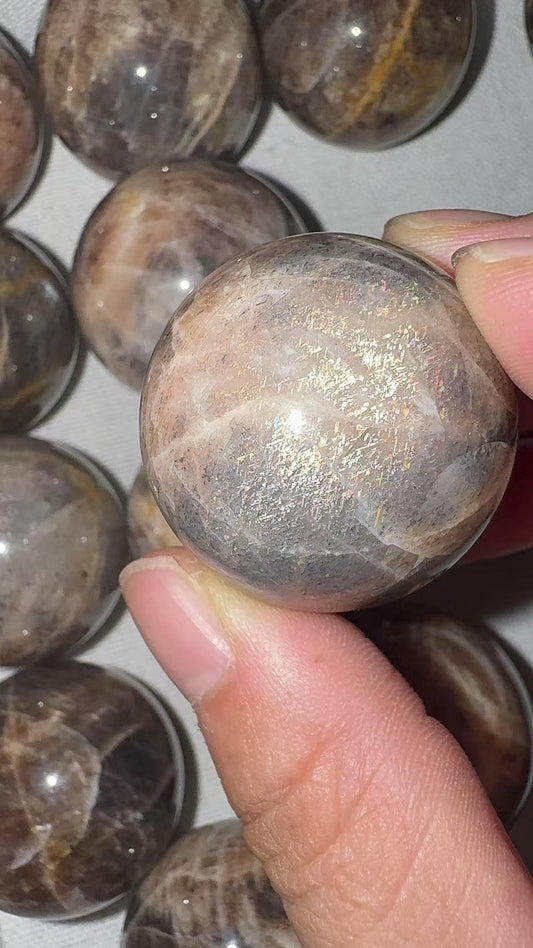A00125 rare super highlest quality grey sun stone miexd moon stone meteor shower