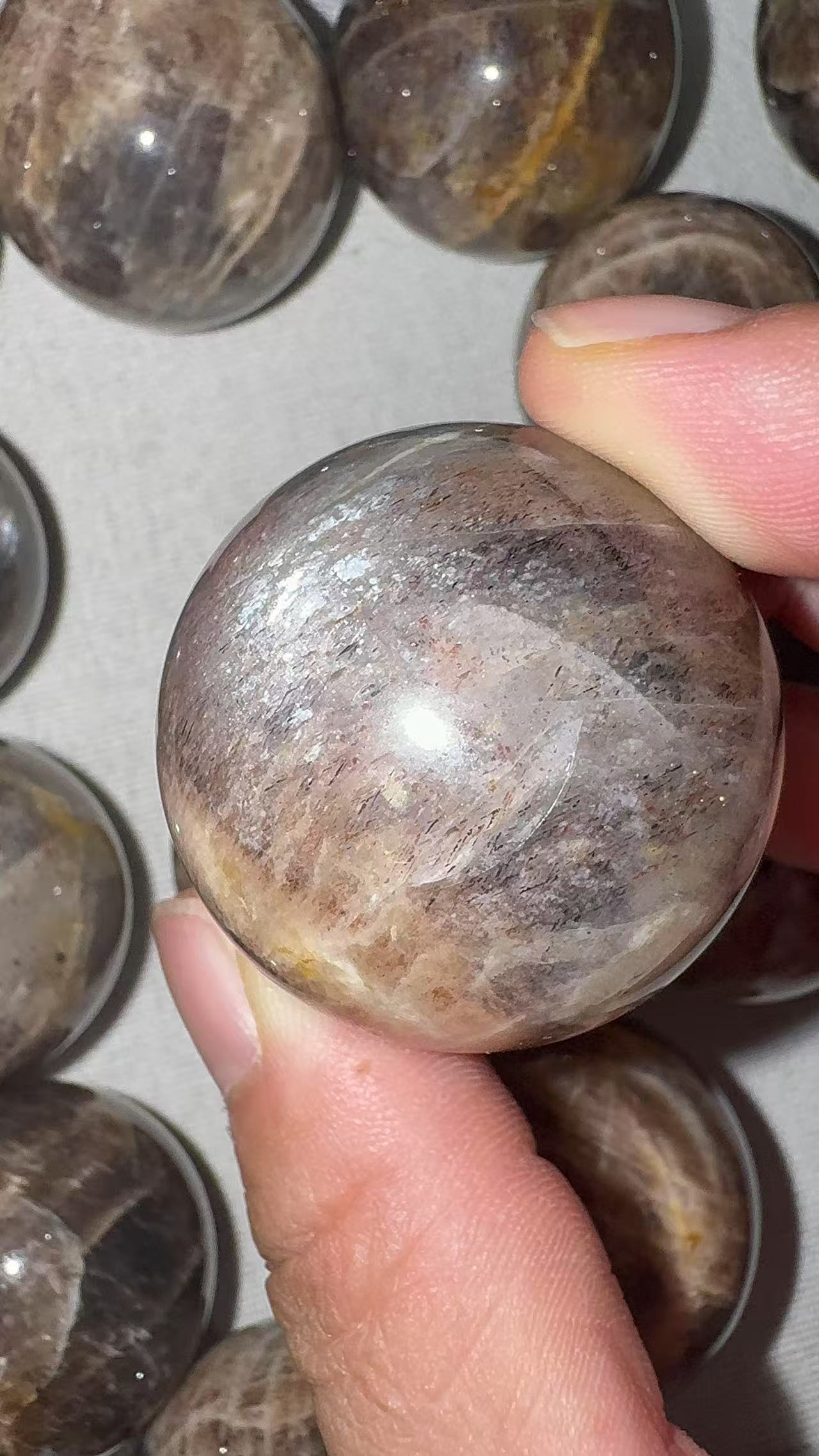 A00125 rare super highlest quality grey sun stone miexd moon stone meteor shower